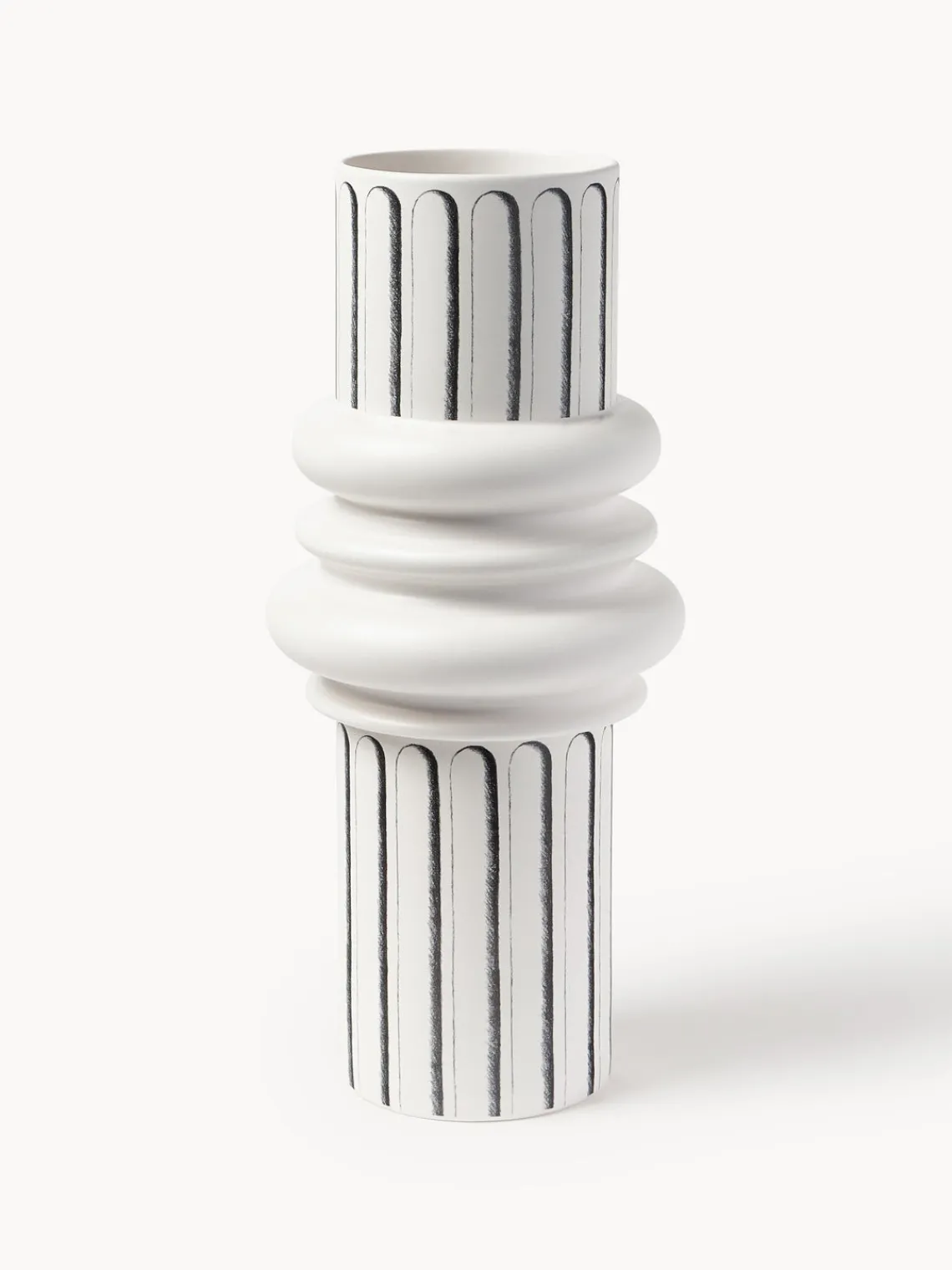 New Driade Vase design en céramique Ordini, haut. 45 cm Blanc cassé, noir