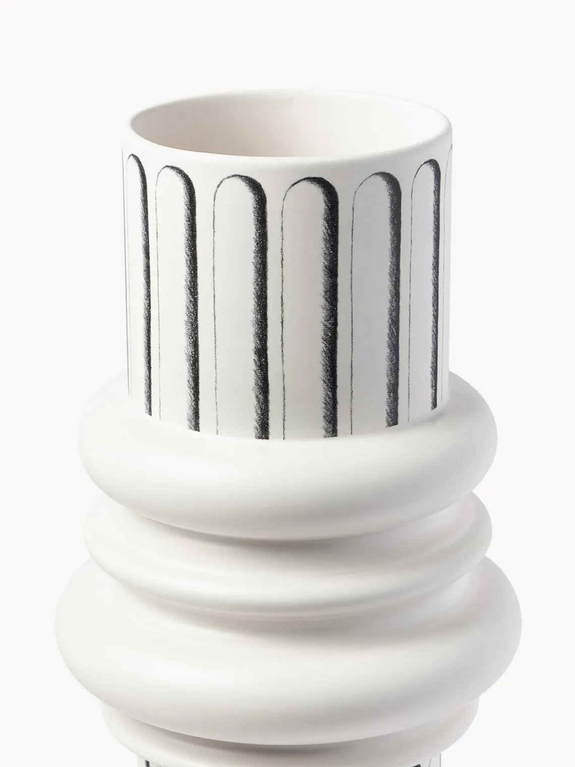 New Driade Vase design en céramique Ordini, haut. 45 cm Blanc cassé, noir