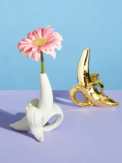 Sale Jonathan Adler Vase design en porcelaine Banana Blanc, mat