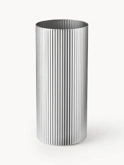 New GEORG JENSEN Vase en acier inoxydable strié Bernadotte, haut. 19 cm