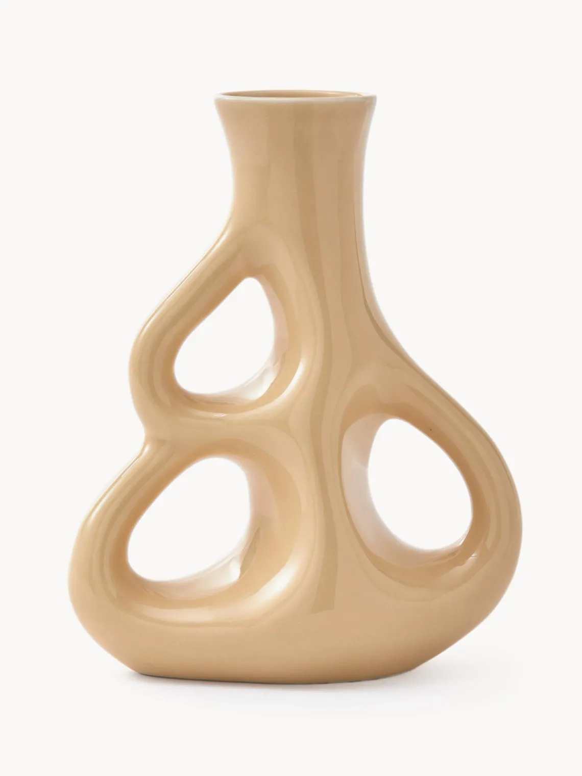 Clearance Pols Potten Vase en céramique fait main Three Ears, haut. 21 cm Beige