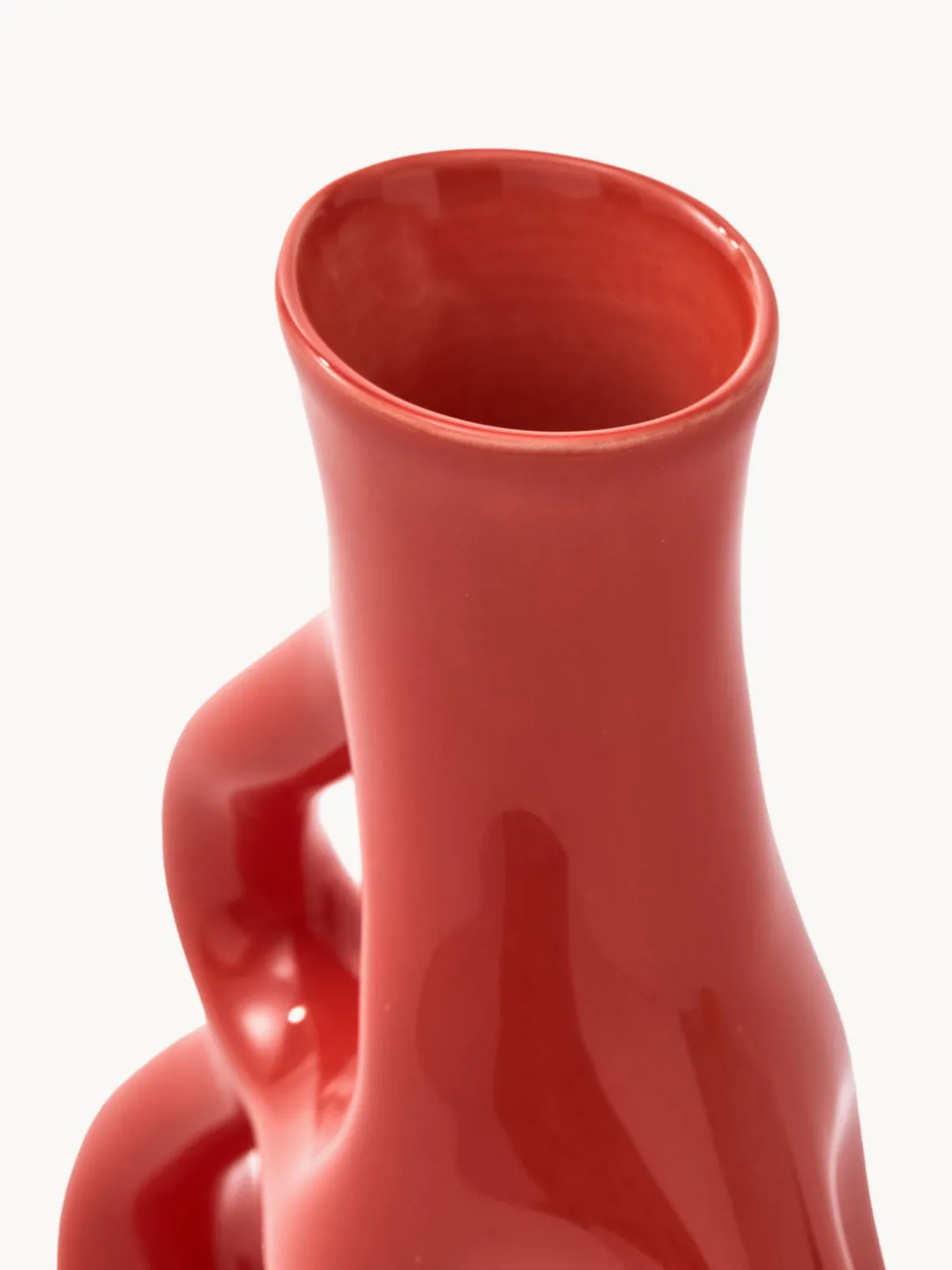 New Pols Potten Vase en céramique fait main Three Ears, haut. 21 cm Rouge corail