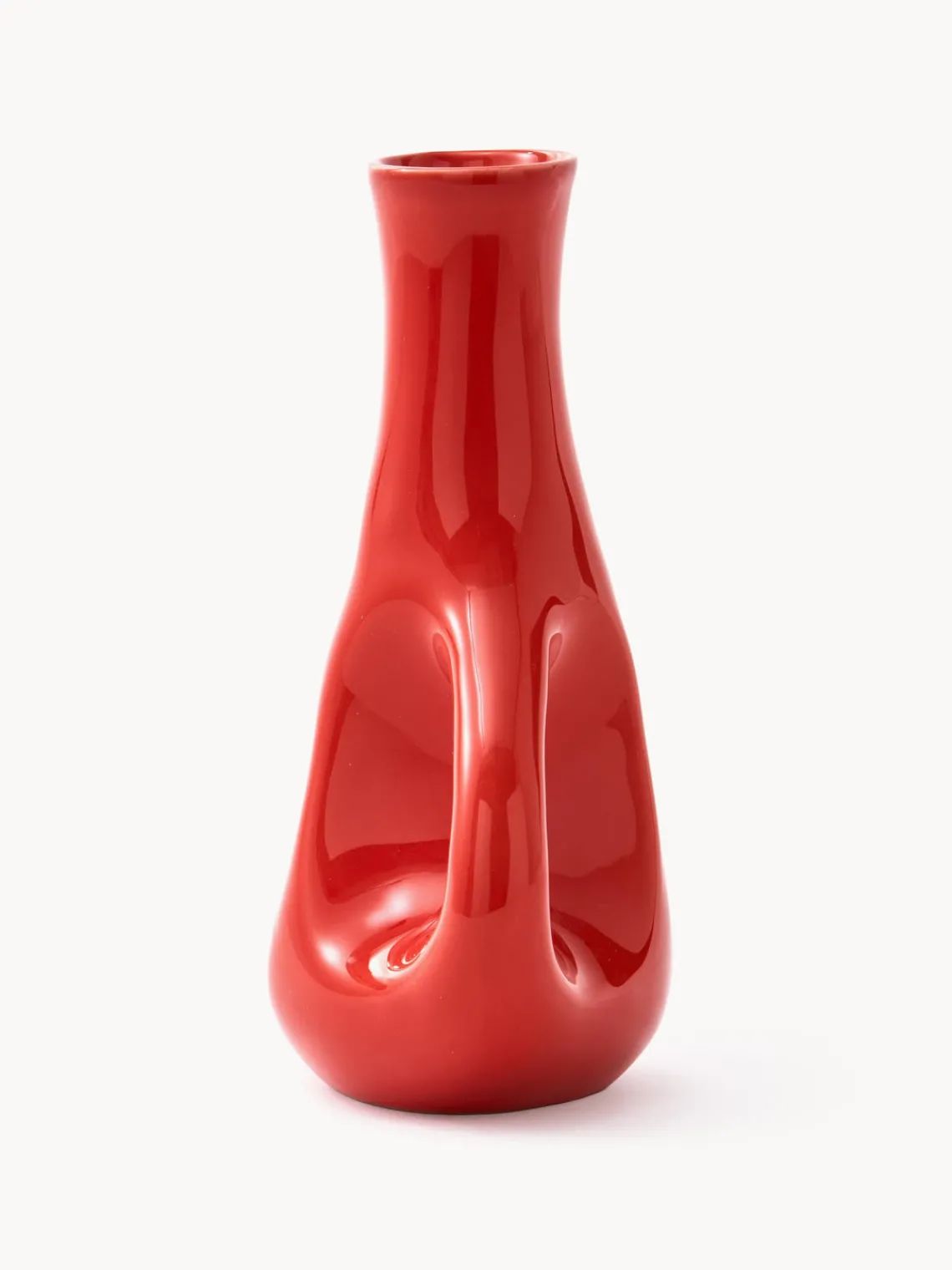 New Pols Potten Vase en céramique fait main Three Ears, haut. 21 cm Rouge corail