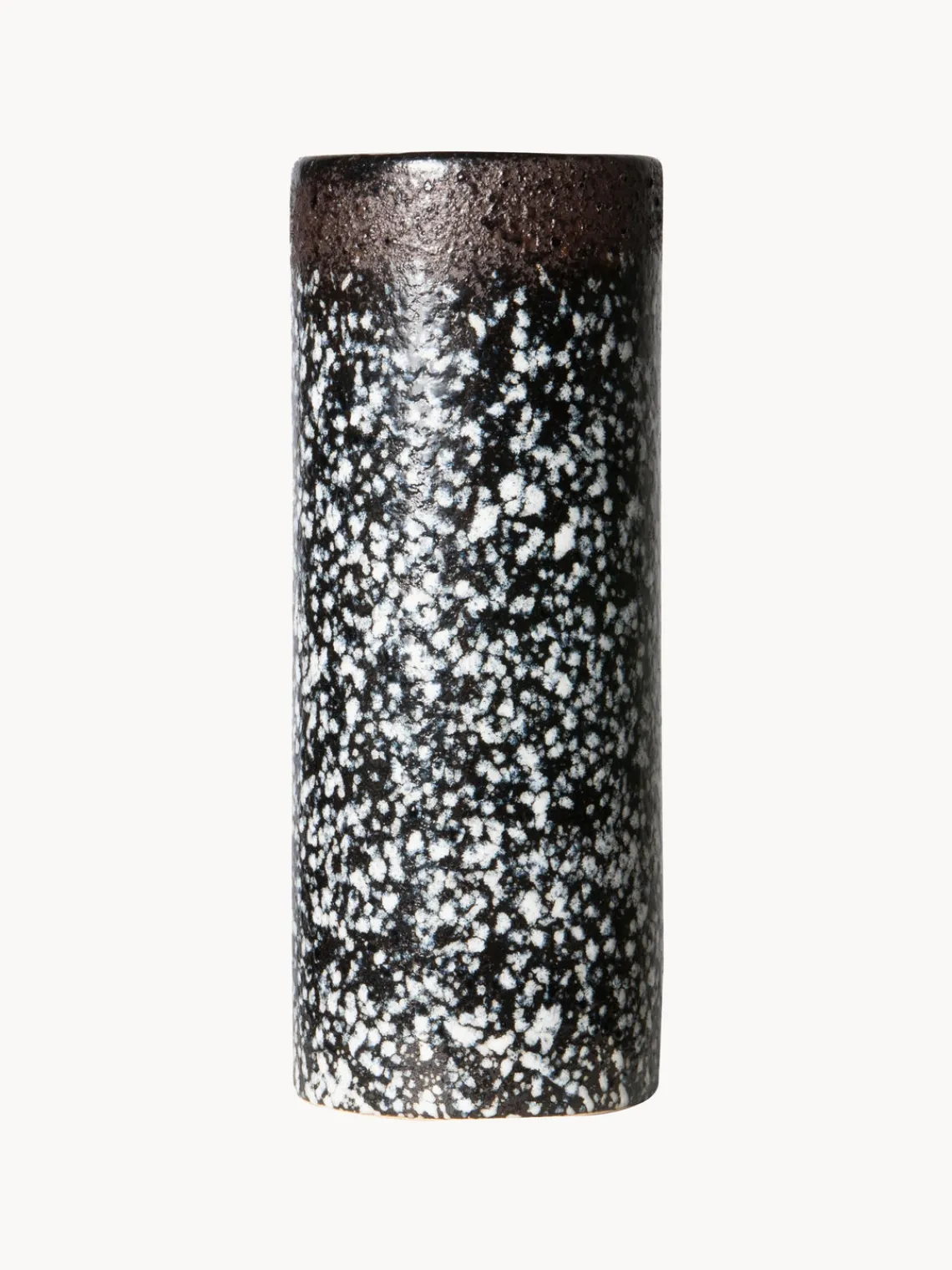 Best HKLIVING Vase en céramique émaillée peinte à la main 70's, haut. 19 cm Noir, blanc