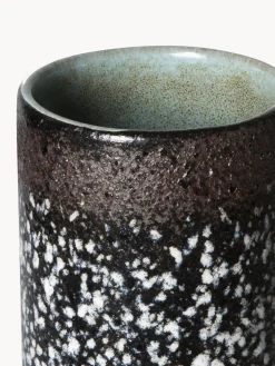 Best HKLIVING Vase en céramique émaillée peinte à la main 70's, haut. 19 cm Noir, blanc
