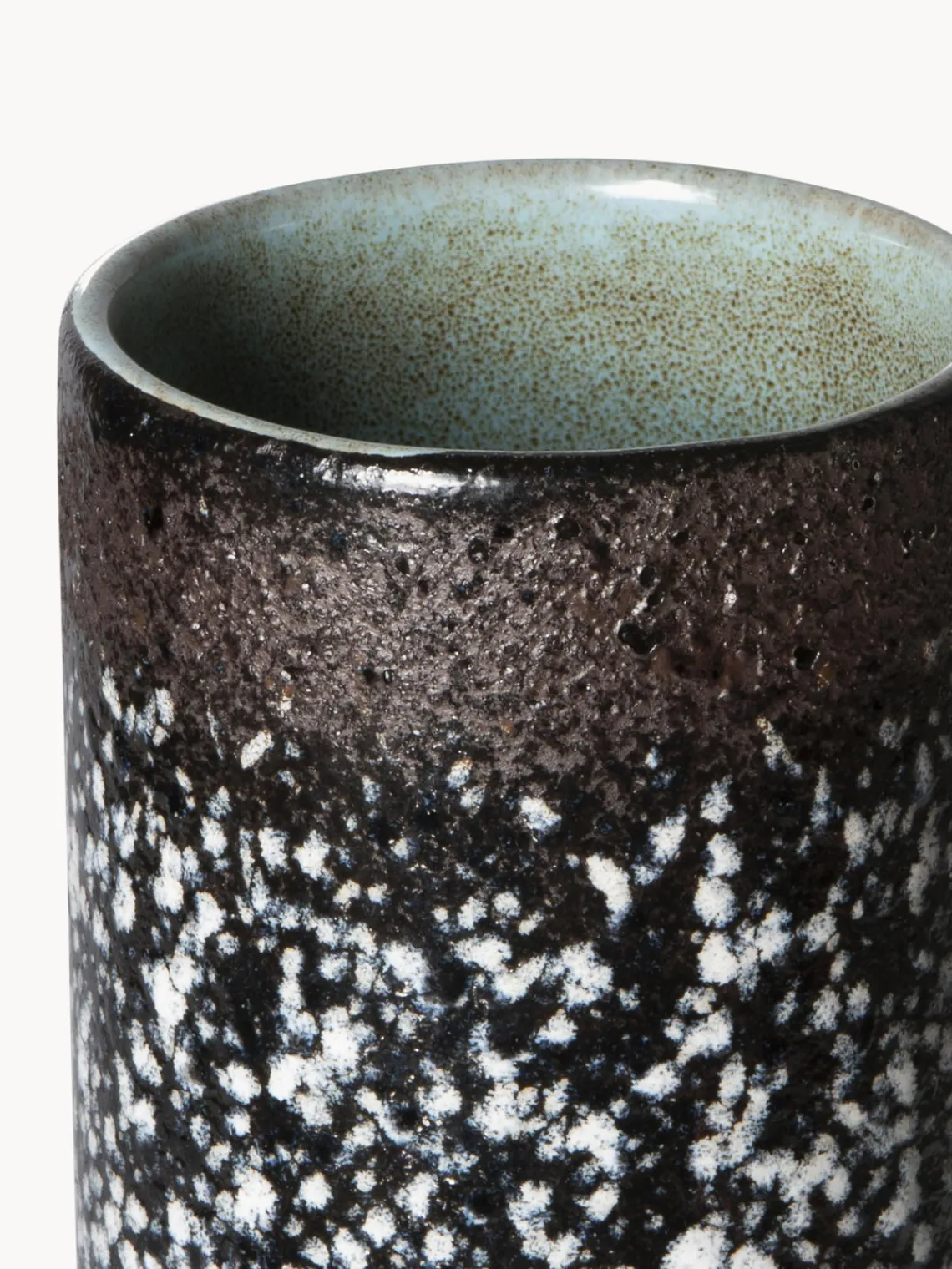 Best HKLIVING Vase en céramique émaillée peinte à la main 70's, haut. 19 cm Noir, blanc