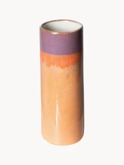 Sale HKLIVING Vase en céramique émaillée peinte à la main 70's, haut. 19 cm Orange, lilas