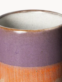 Sale HKLIVING Vase en céramique émaillée peinte à la main 70's, haut. 19 cm Orange, lilas