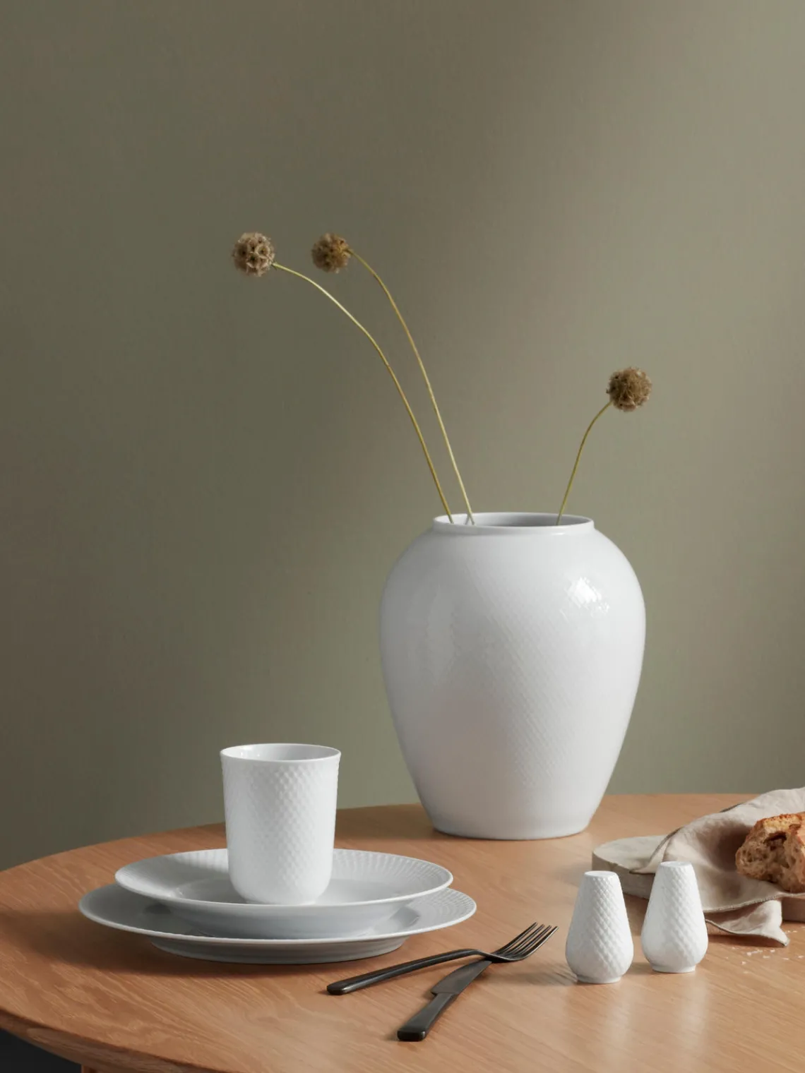 Online Lyngby Porcelaen Vase en porcelaine artisanal Rhombe, haut. 25 cm