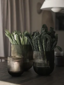 Fashion DBKD Vase en verre Simple Stripe, haut. 14 cm