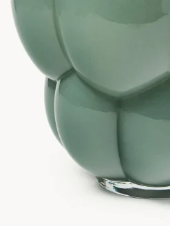 Best AYTM Vase en verre soufflé bouche Uva, haut. 28 cm Vert sauge, haute brillance