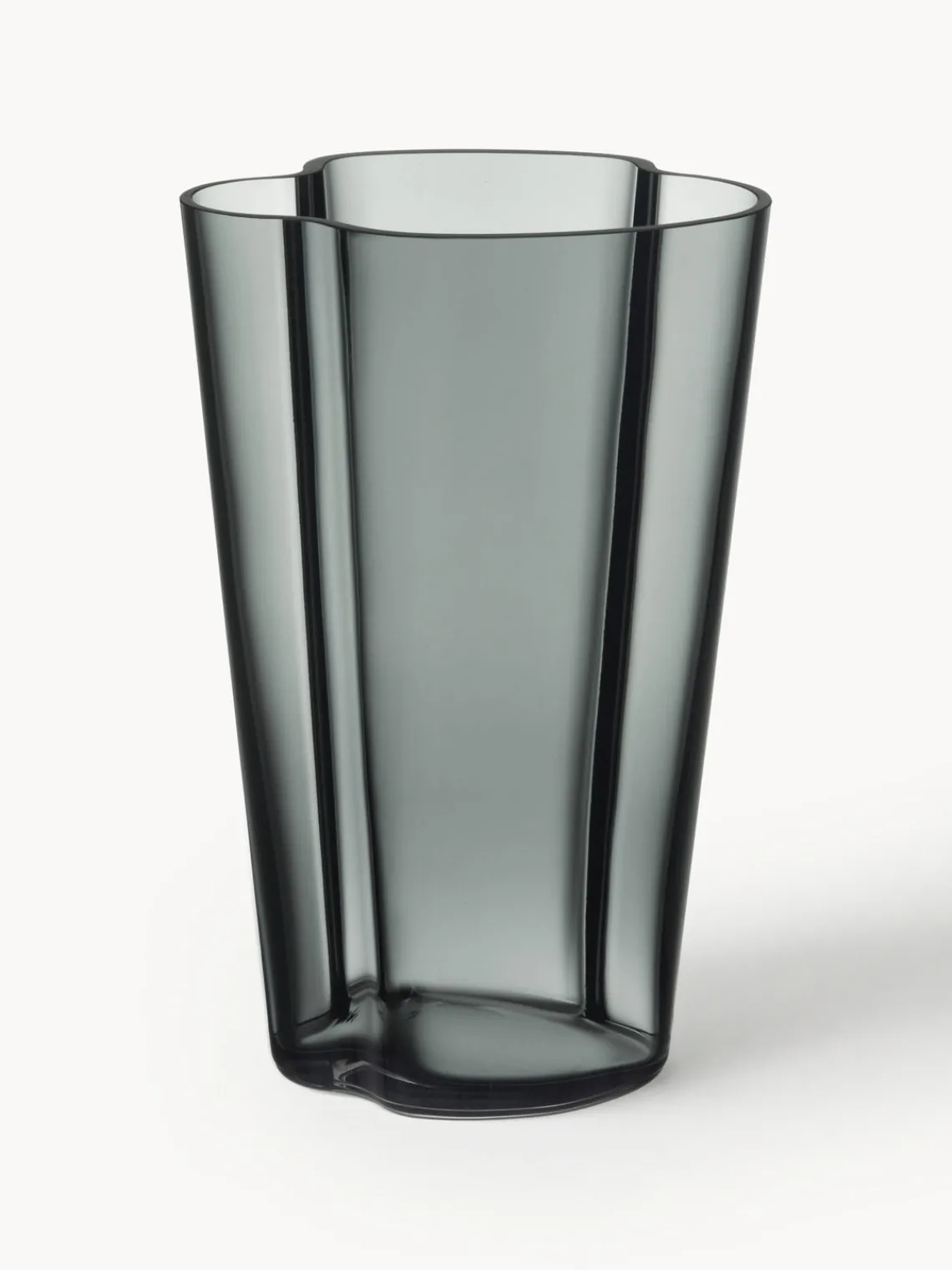 Outlet iittala Vase en verre soufflé bouche Aalto, haut. 22 cm Gris foncé, transparent
