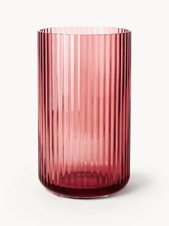 Best Lyngby Porcelaen Vase en verre soufflé bouche Lyngby, haut. 25 cm Rouge corail, transparent