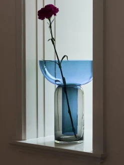 Online AYTM Vase en verre soufflé bouche Torus, haut. 33 cm Bleu, gris foncé, transparent