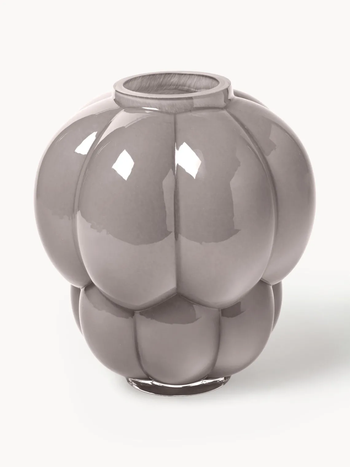 New AYTM Vase en verre soufflé bouche Uva, haut. 28 cm Gris clair, haute brillance
