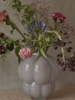New AYTM Vase en verre soufflé bouche Uva, haut. 28 cm Gris clair, haute brillance