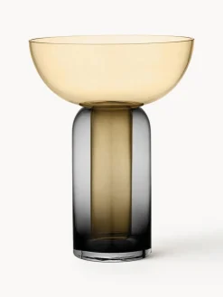 Online AYTM Vase en verre soufflé bouche Torus, haut. 33 cm Ocre, gris foncé transparent