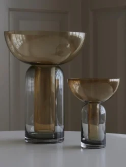 Online AYTM Vase en verre soufflé bouche Torus, haut. 33 cm Ocre, gris foncé transparent