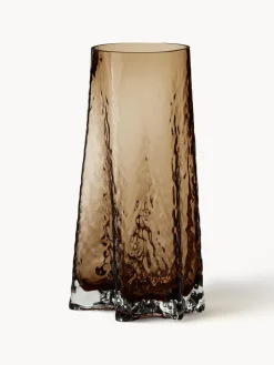 Best Cooee Design Vase en verre soufflé bouche avec surface structurée Gry, haut 30 cm Brun, translucide