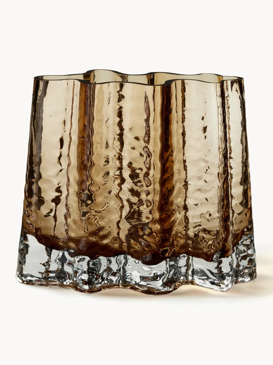 Clearance Cooee Design Vase en verre soufflé bouche avec surface structurée Gry, haut 19 cm Brun, translucide