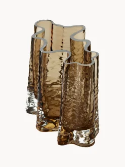Clearance Cooee Design Vase en verre soufflé bouche avec surface structurée Gry, haut 19 cm Brun, translucide