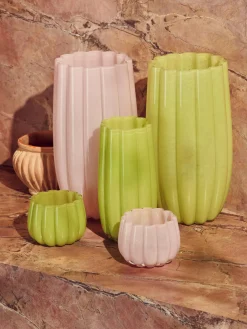 Outlet Pols Potten Vase en verre soufflé bouche Melon, haut. 38 cm Rose pâle