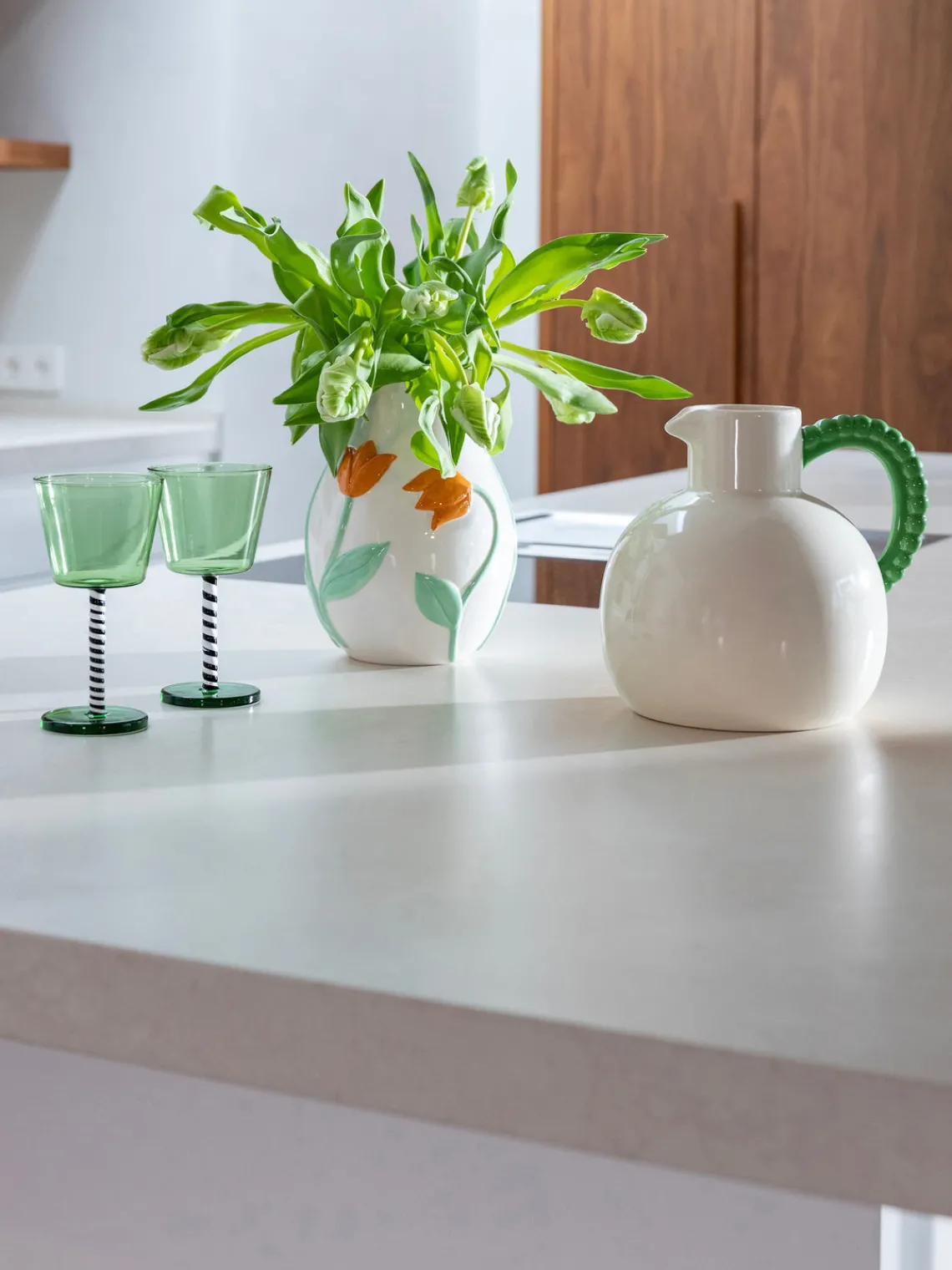 Best &k Amsterdam Vase fait main en dolomite Tulip, haut. 22 cm