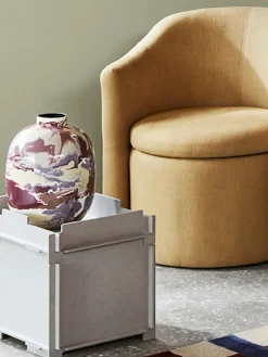 Sale Broste Copenhagen Vase peint à la main Thyra, haut. 31 cm Blanc crème, terracotta, lilas, lie de vin