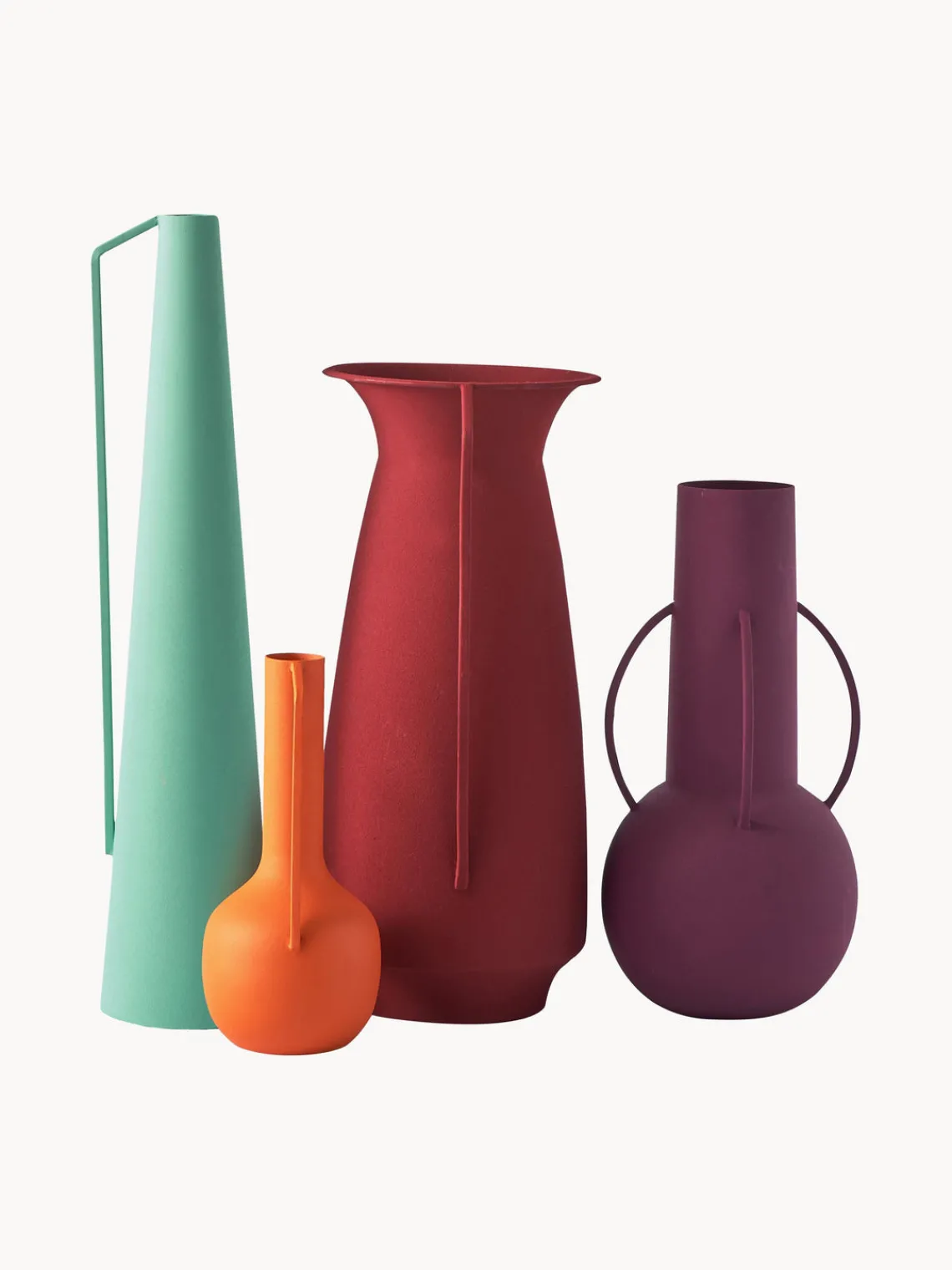 Clearance Pols Potten Vases design Roman, 4 pièces Orange, vert menthe, rouge rouille, aubergine