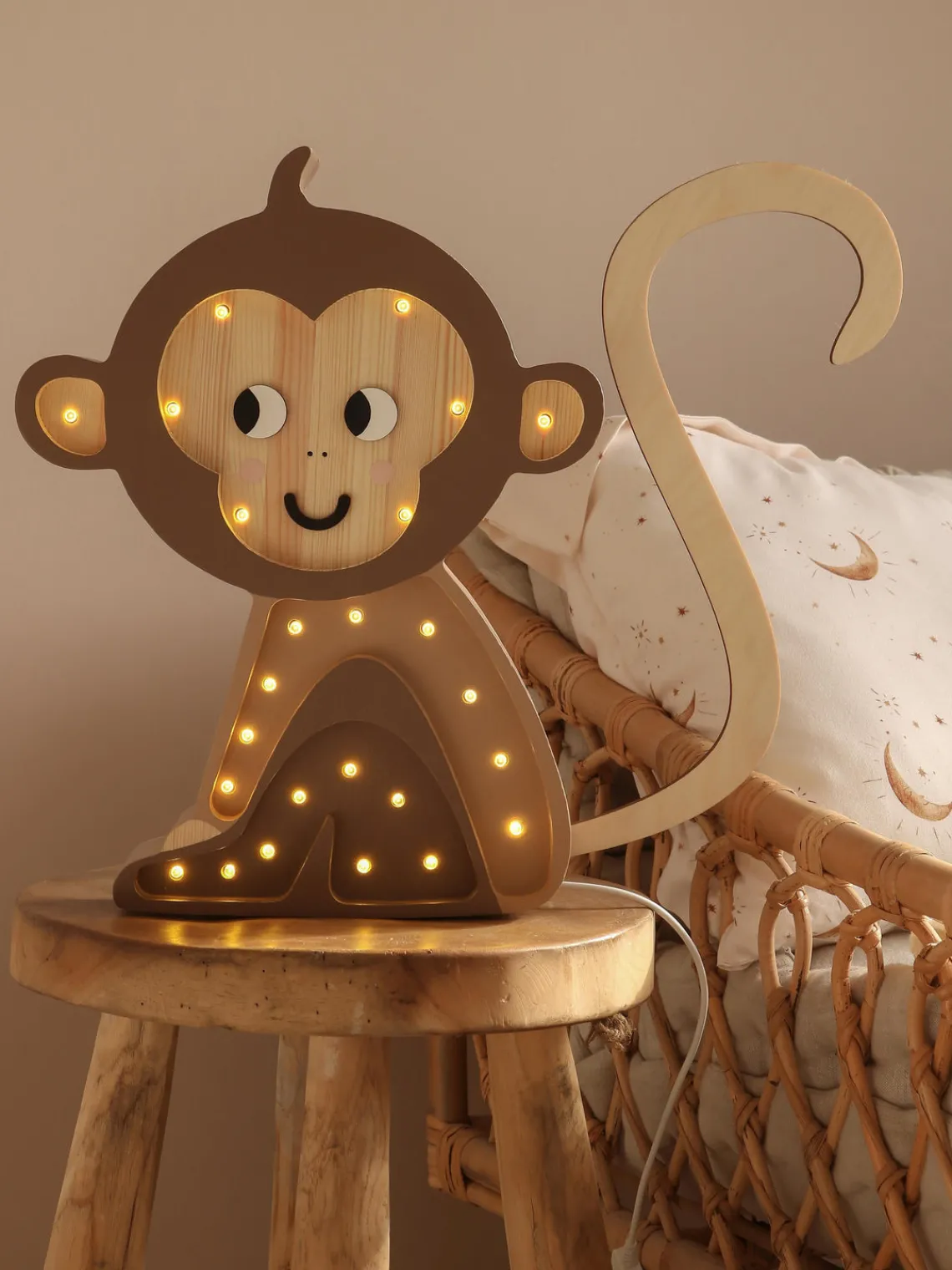 Sale Little Lights Veilleuse LED faite main avec minuterie et télécommande Monkey, intensité lumineuse variable
