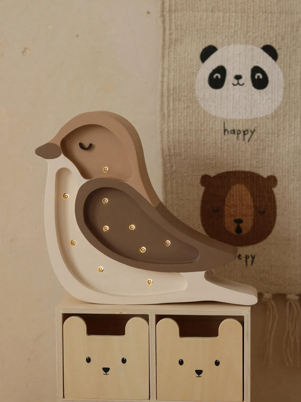 Outlet Little Lights Veilleuse LED faite main avec minuterie et télécommande Mini Bird, intensité lumineuse variable