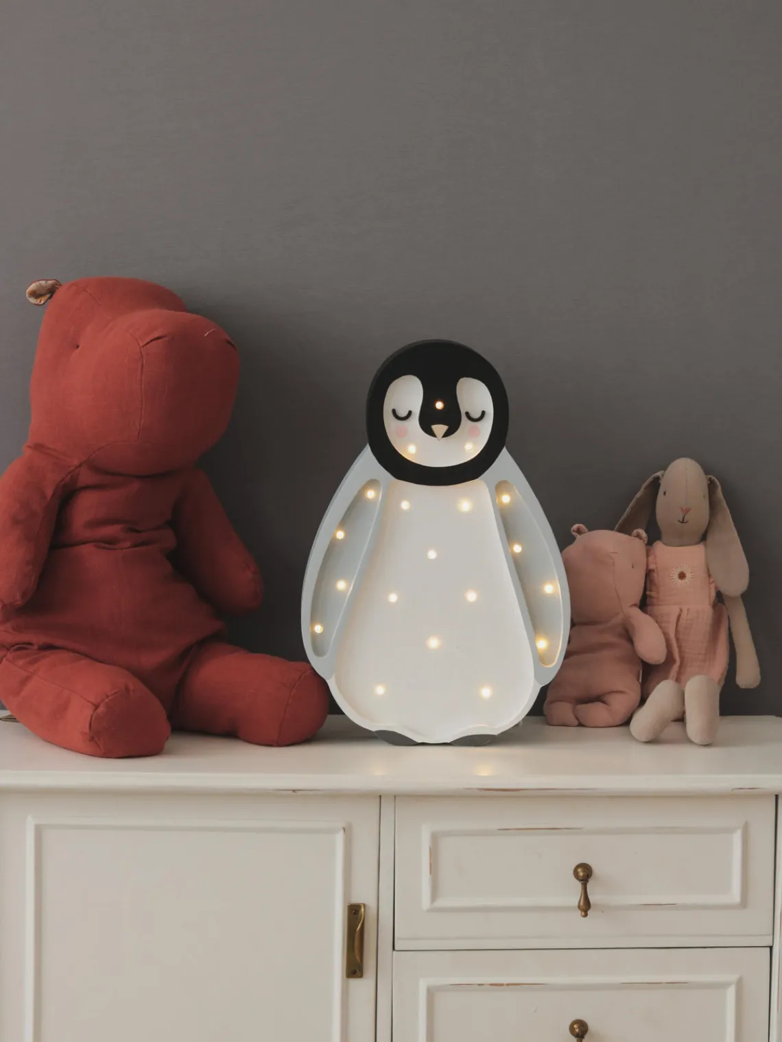 New Little Lights Veilleuse LED faite main avec minuterie et télécommande Baby Penguin, intensité lumineuse variable