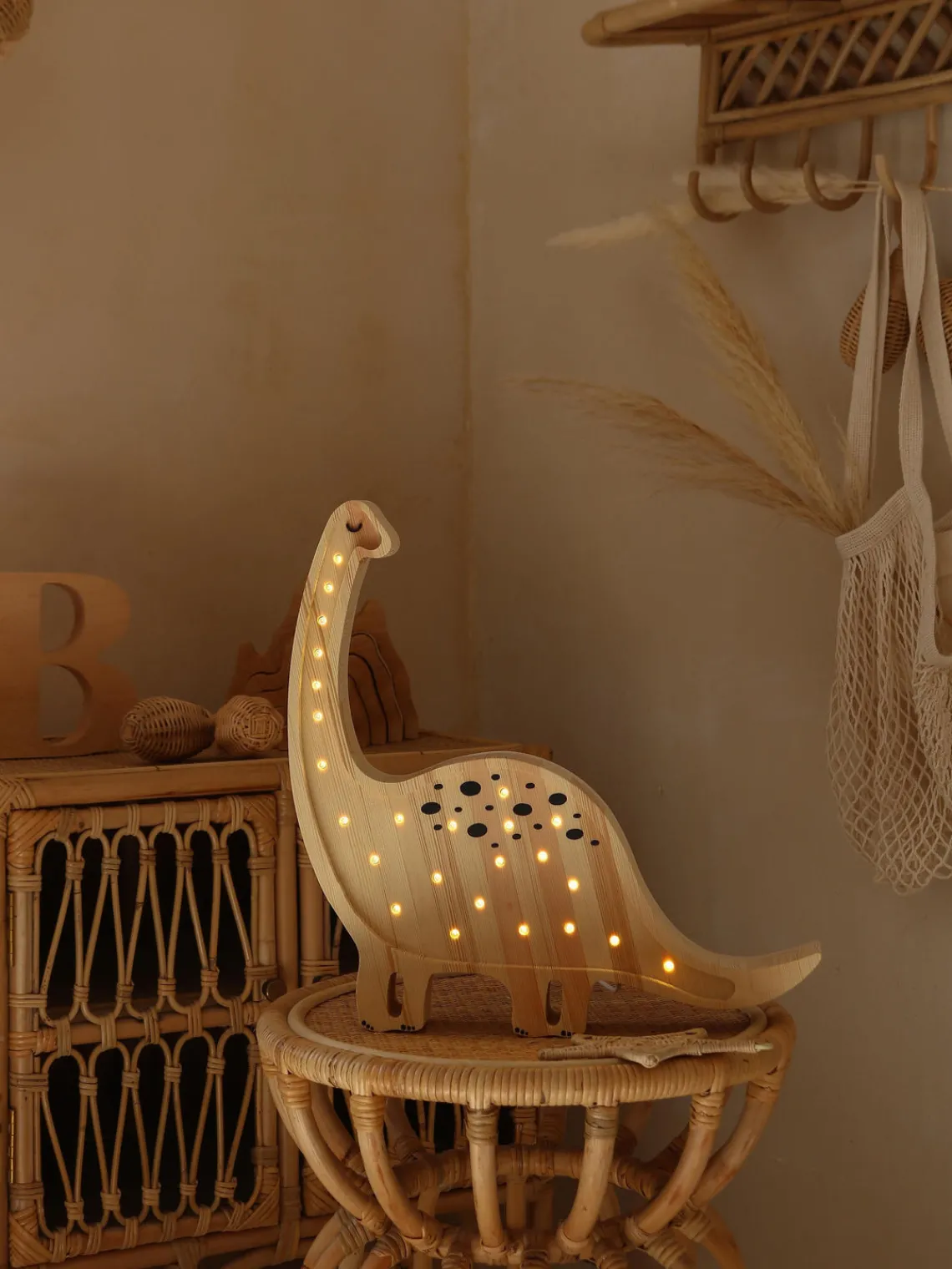 Clearance Little Lights Veilleuse LED faite main avec minuterie et télécommande Diplodocus, intensité lumineuse variable
