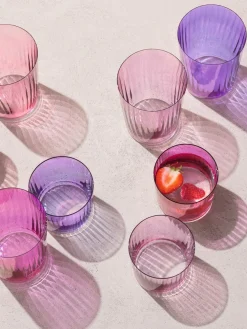 Sale Lsa International Verre à eau en verre strié soufflé bouche Gems, 4 élém.