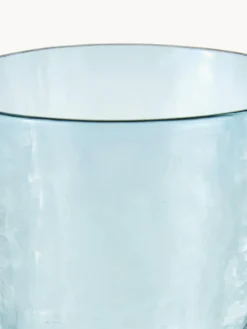 Hot Broste Copenhagen Verre à eau soufflé bouche, surface inégale Hammered, 4 pièces Bleu, transparent