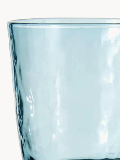 Hot Broste Copenhagen Verre à eau soufflé bouche, surface inégale Hammered, 4 pièces Bleu, transparent