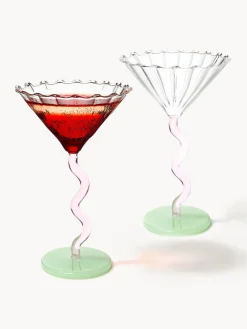 Fashion &k Amsterdam Verres à cocktail Curve, 2 pièces Transparent, violet, vert clair
