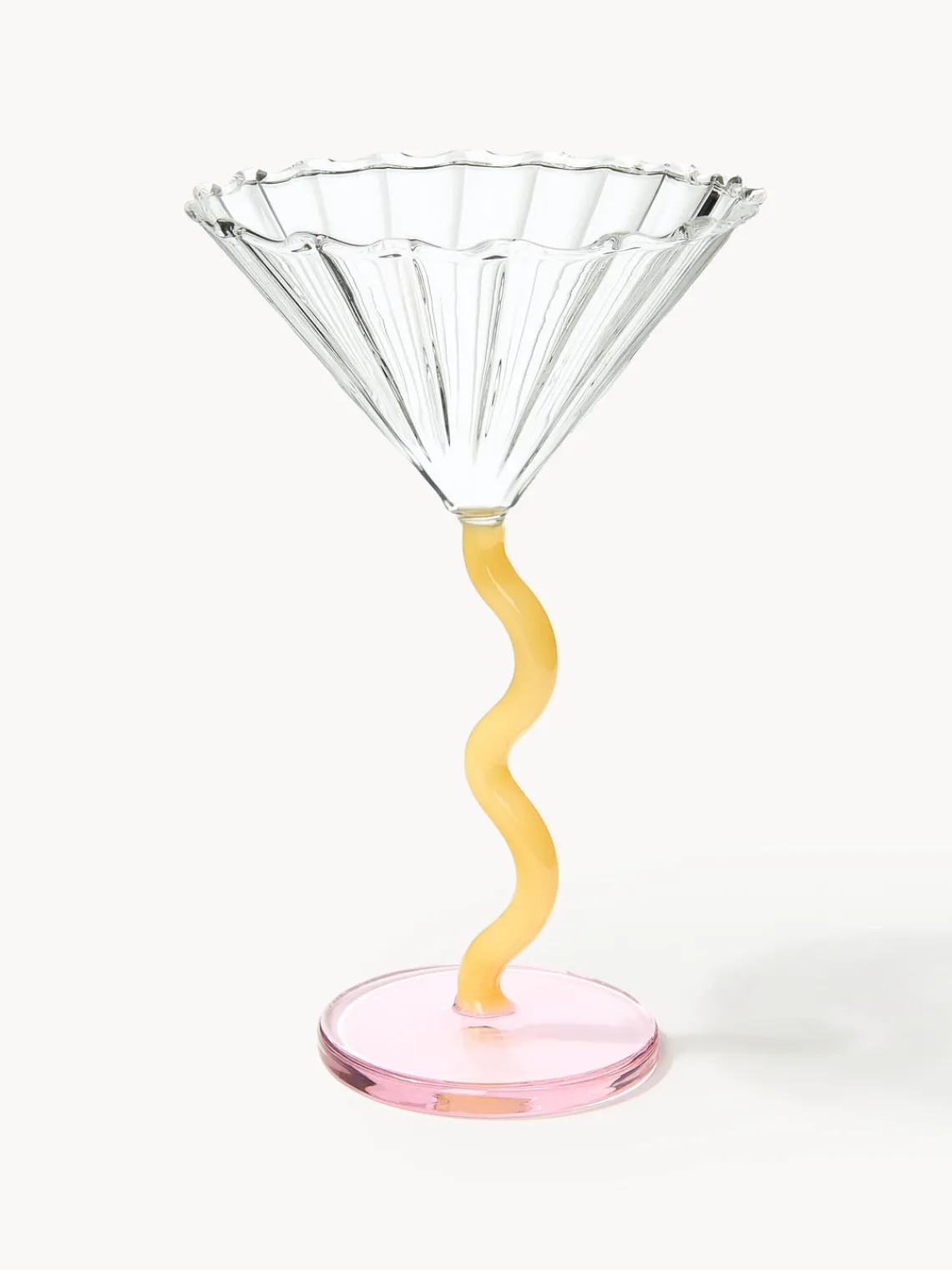 Discount &k Amsterdam Verres à cocktail Curve, 2 pièces Transparent, rose pâle, jaune soleil