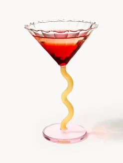 Discount &k Amsterdam Verres à cocktail Curve, 2 pièces Transparent, rose pâle, jaune soleil