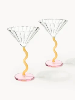 Discount &k Amsterdam Verres à cocktail Curve, 2 pièces Transparent, rose pâle, jaune soleil