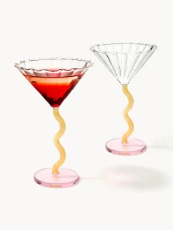 Discount &k Amsterdam Verres à cocktail Curve, 2 pièces Transparent, rose pâle, jaune soleil