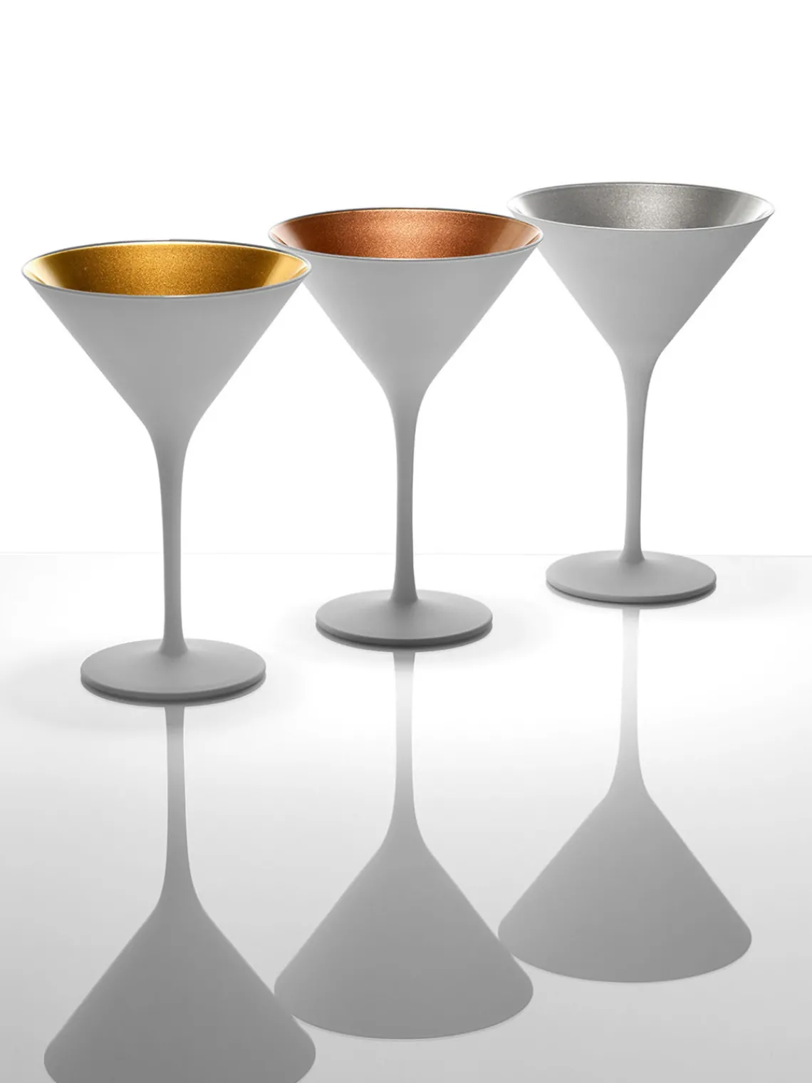 New Stölzle Lausitz Verres à cocktail en cristal mat Elements, 6 pièces Blanc, doré