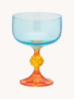 Hot Anna + Nina Verres à cocktail en cristal Paradise, 2 pièces Bleu ciel, orange, jaune soleil, transparent