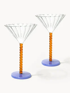 Sale &k Amsterdam Verres à cocktail Perle, 2 pièces Transparent, brun clair bleu