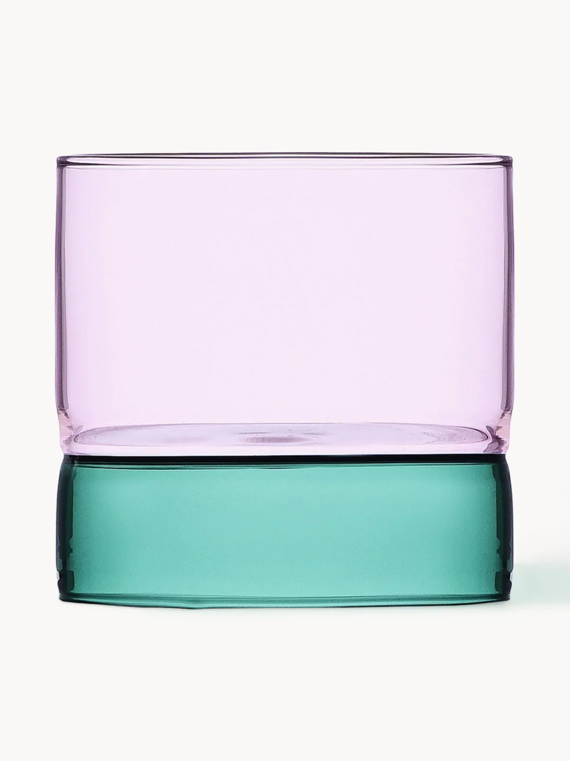 Clearance ICHENDORF Verres à eau artisanaux Bamboo Groove, 2 pièces Bleu pétrole, rose, transparent