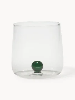 Hot zafferano Verres à eau artisanaux Bilia, 6 pièces Transparent, vert foncé
