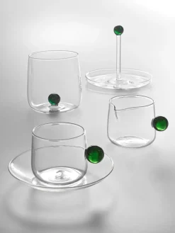 Hot zafferano Verres à eau artisanaux Bilia, 6 pièces Transparent, vert foncé