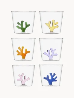 Clearance ICHENDORF Verres à eau artisanaux Coral Reef, 6 élém.