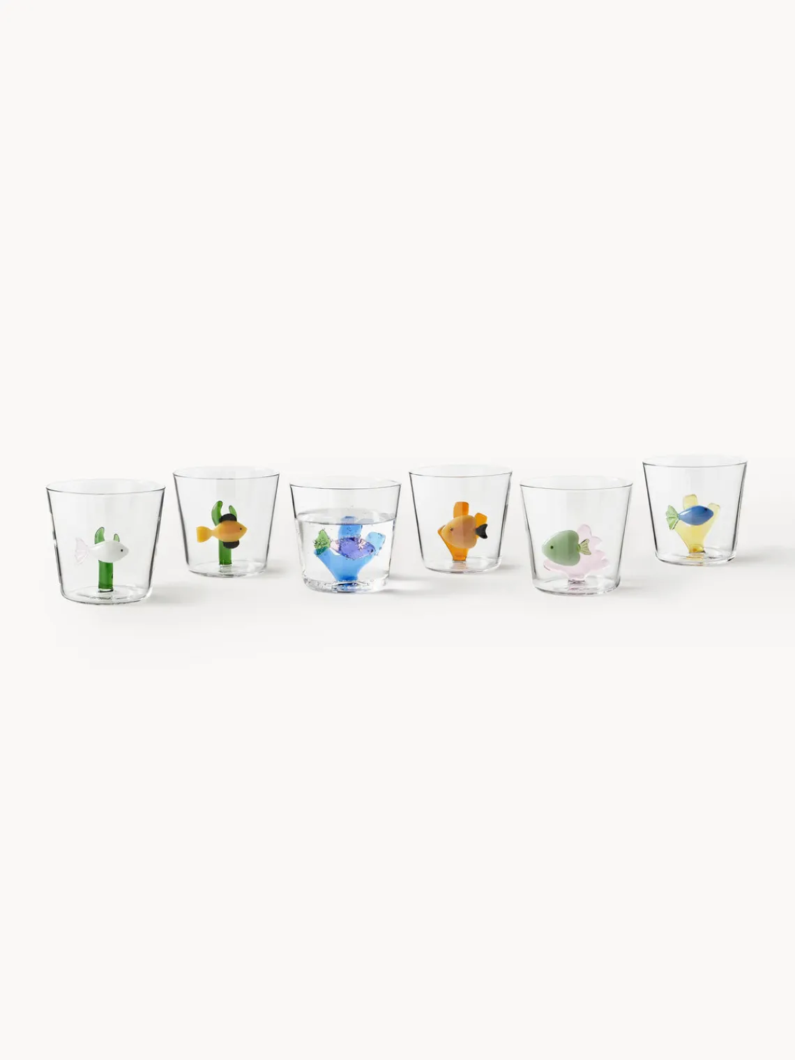 Clearance ICHENDORF Verres à eau artisanaux Marine Garden, 6 élém.