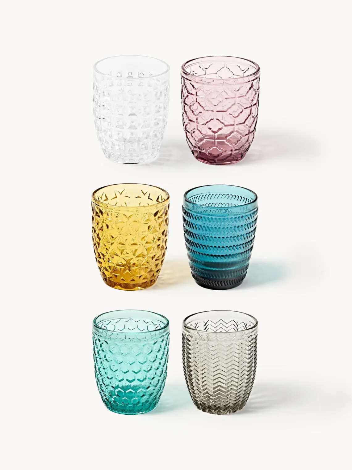 New Villa D'Este Home Tivoli Verres à eau avec embossage décoratif Geometrie, 6 élém.